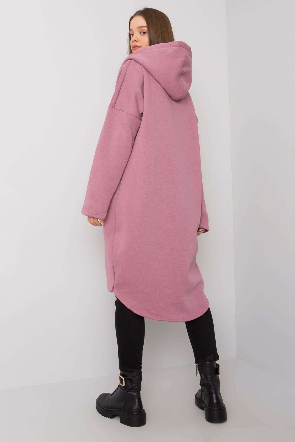 Relevance Dark Pink Cotton Hooded Long Sleeve Sweatshirt - view 3