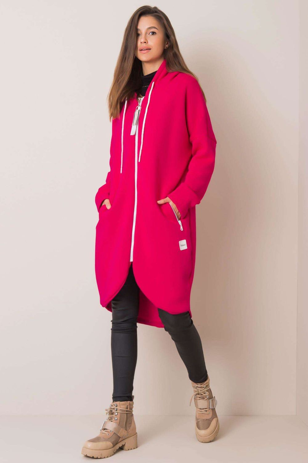 Relevance Fuchsia Cotton Hooded Long Sleeve Sweatshirt