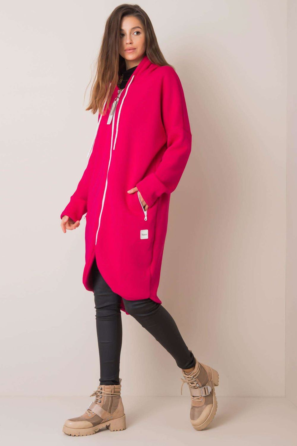 Relevance Fuchsia Cotton Hooded Long Sleeve Sweatshirt - view 2