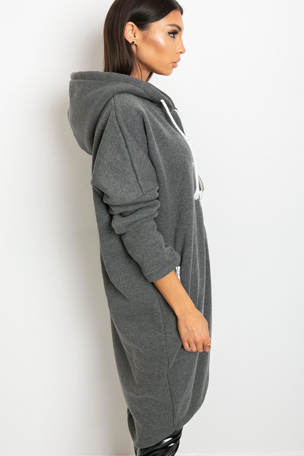 Relevance Dark Grey Hooded Long Sleeve Sweatshirt - view 3