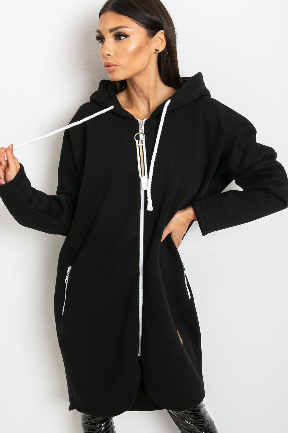 Relevance Black Cotton Hooded Long Sleeve Sweatshirt