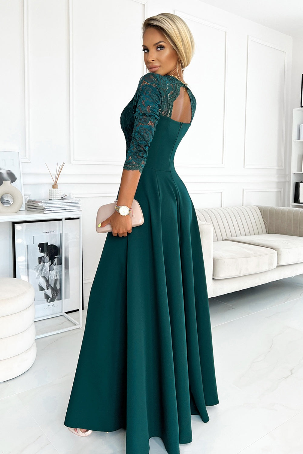 Numoco Amber Green Lace Maxi Dress - view 2