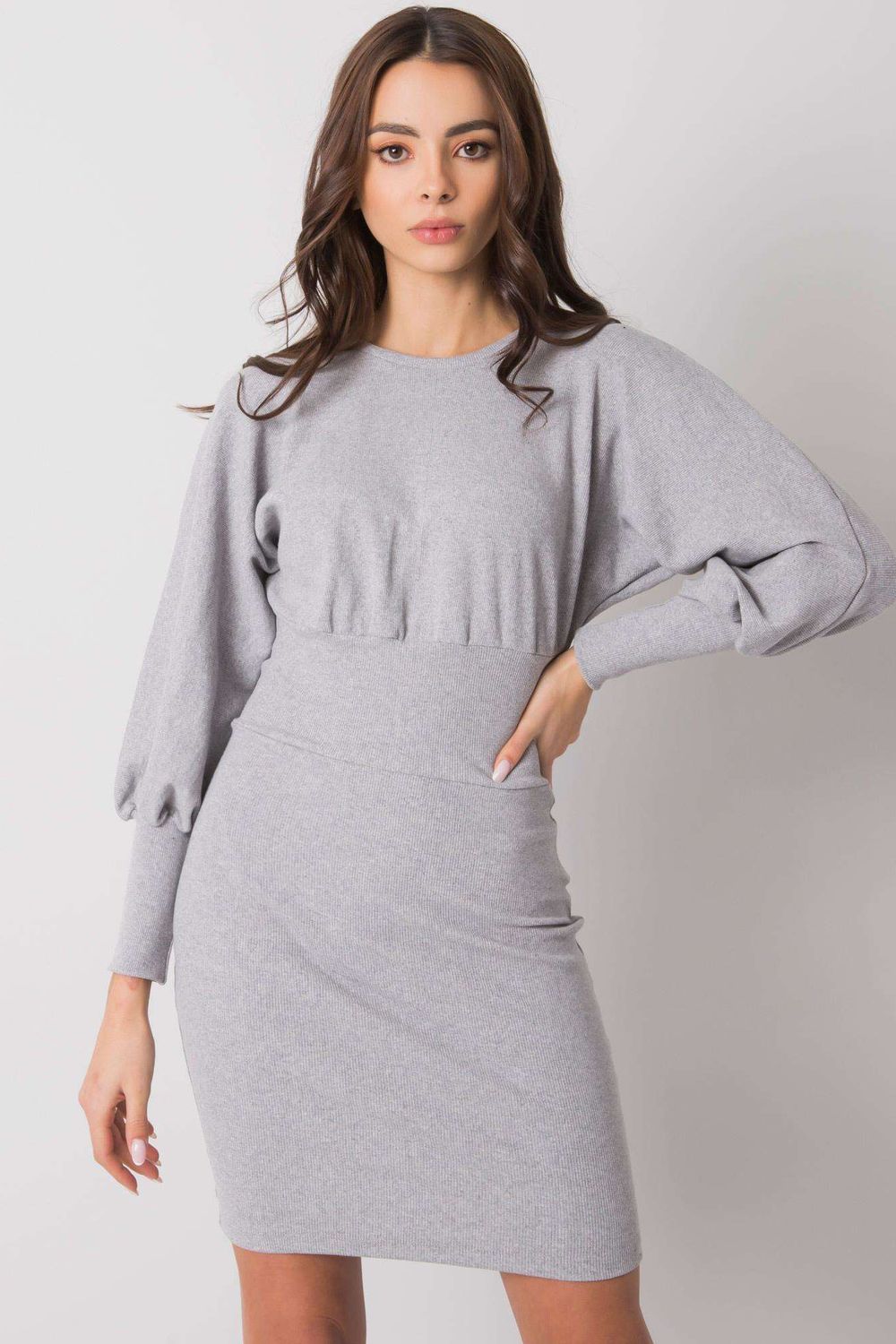 Rue Paris Grey Bodycon Long Sleeve Dress - view 2