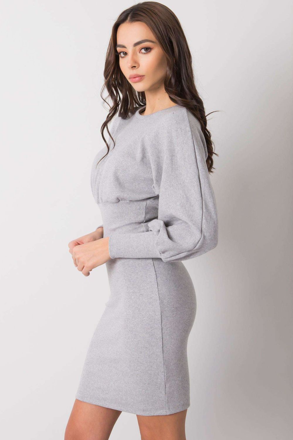 Rue Paris Grey Bodycon Long Sleeve Dress - view 3