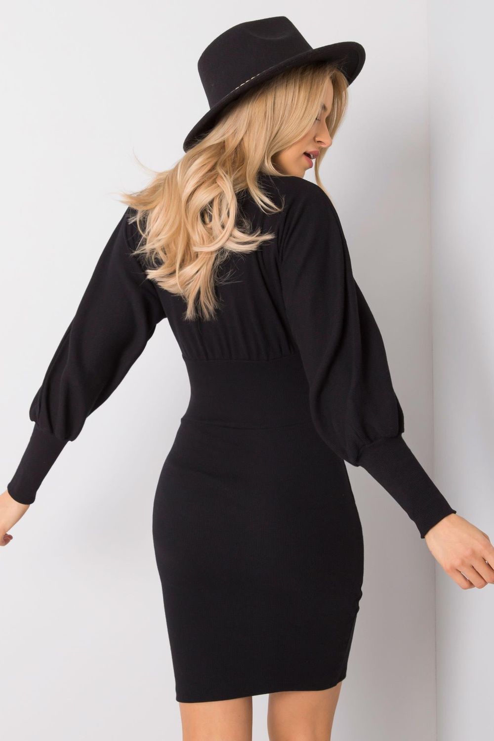 Rue Paris Black Bodycon Long Sleeve Dress - view 3