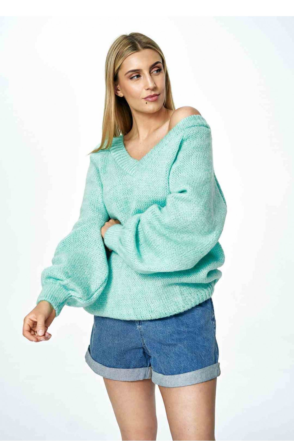 Figl Mint V-Neck Jumper - view 2