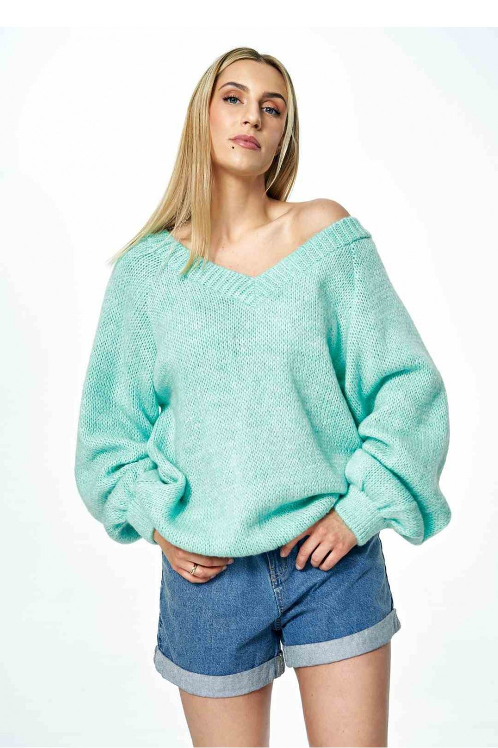 Figl Mint V-Neck Jumper - view 4