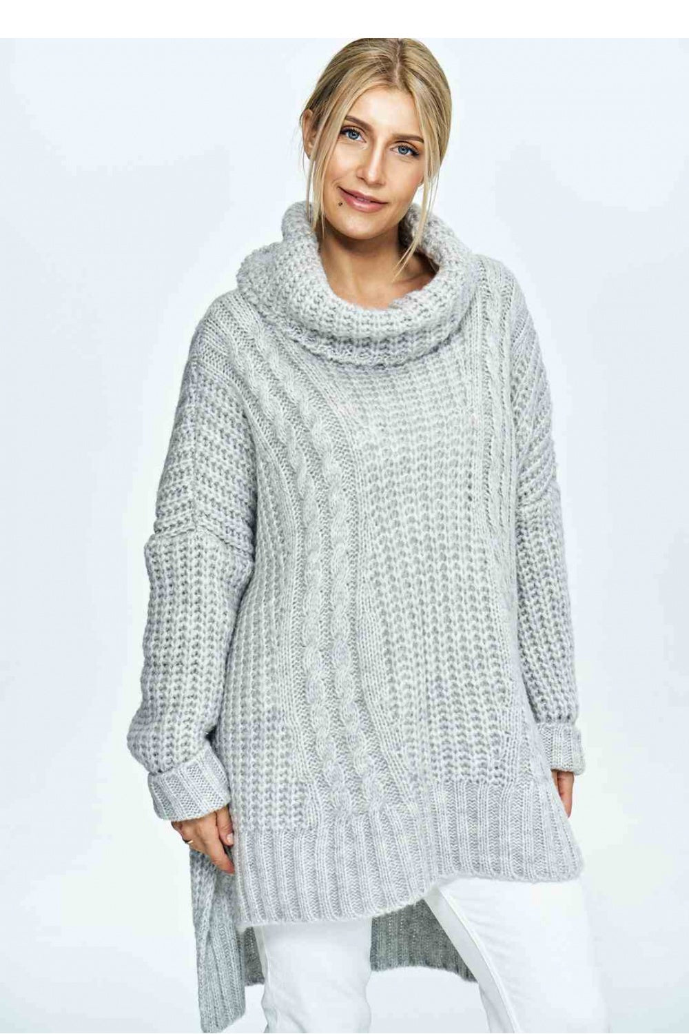 Figl Light Grey Roll Neck Jumper