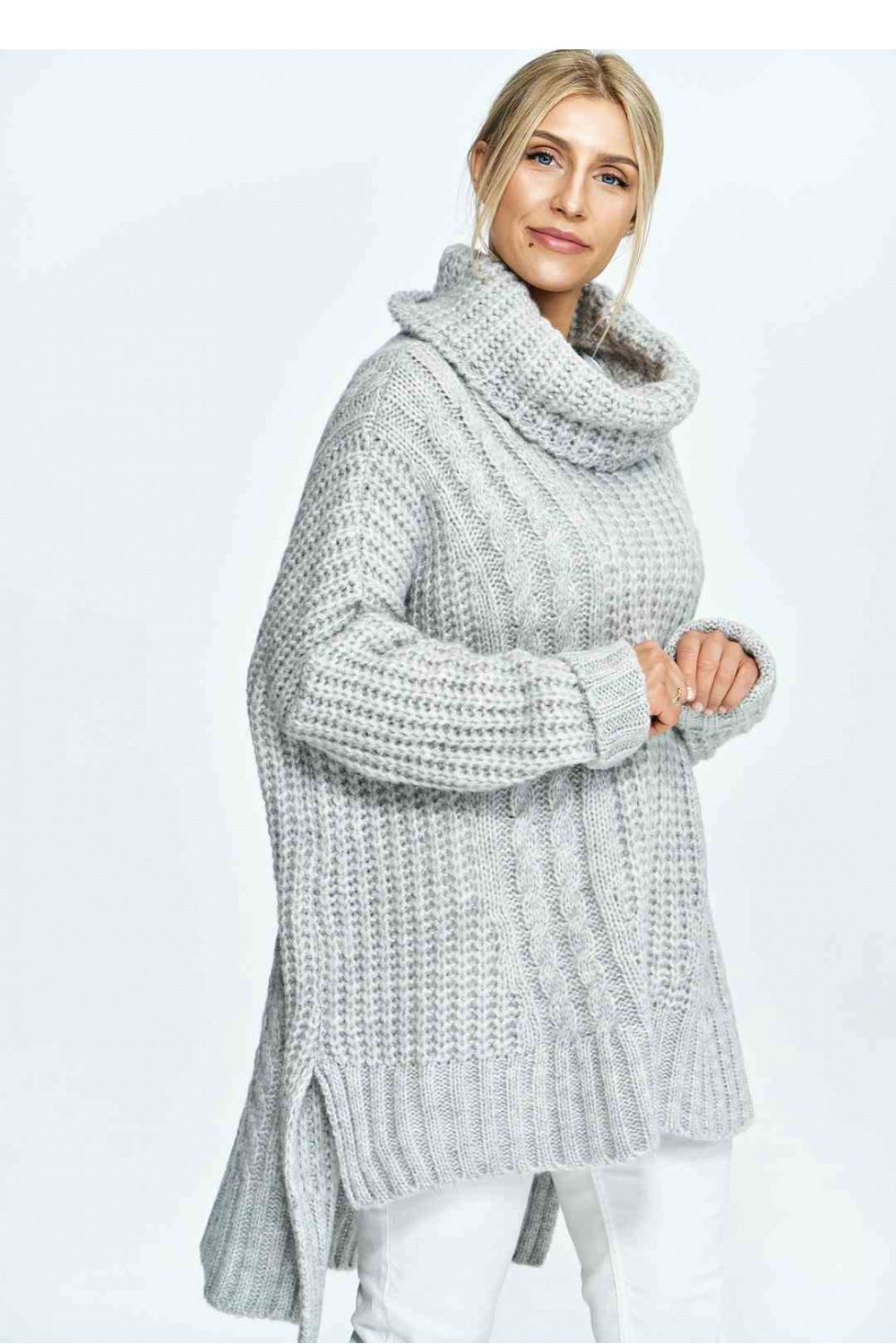 Figl Light Grey Roll Neck Jumper - view 2
