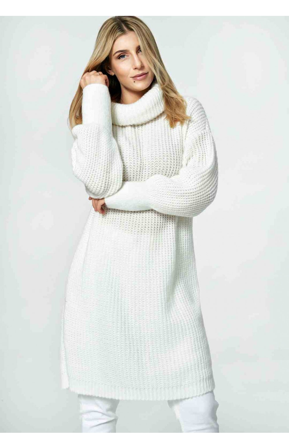Figl Ecru Long Sleeve Longline Jumper