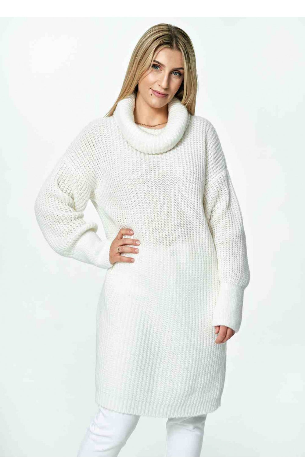 Figl Ecru Long Sleeve Longline Jumper - view 2