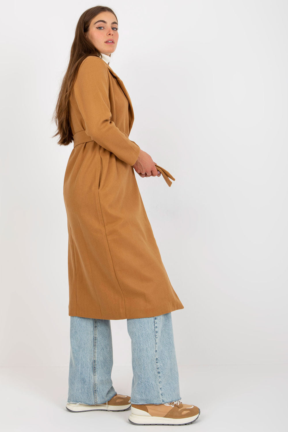 Och Bella Camel Polyester Long Sleeve Coat - view 2