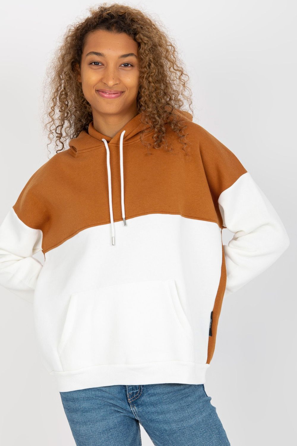 Rue Paris Light Brown Hooded Long Sleeve Sweatshirt
