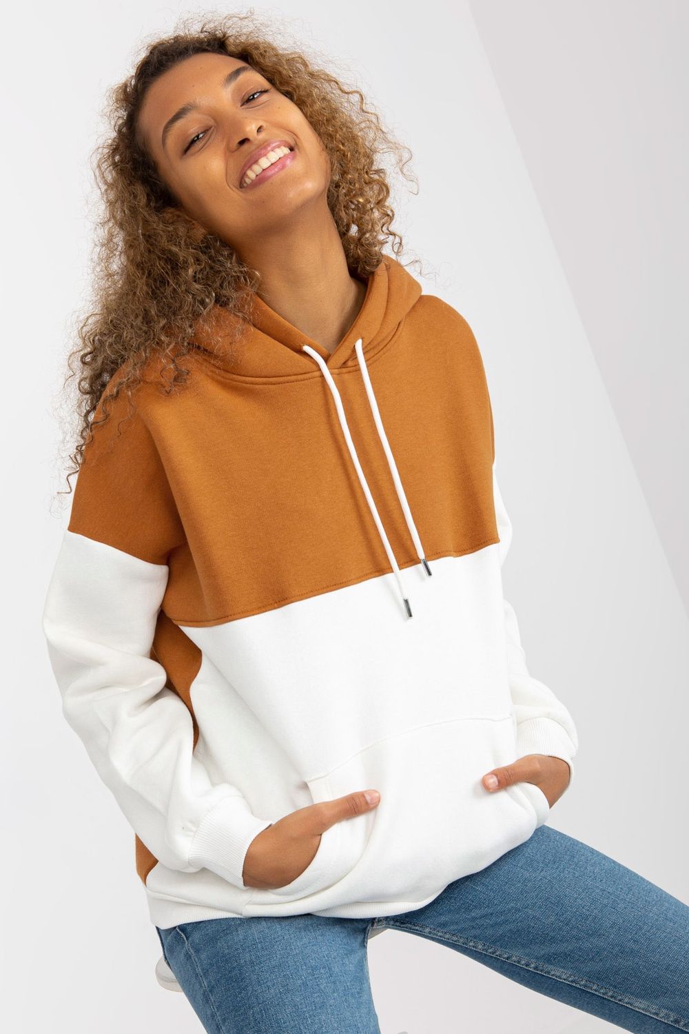 Rue Paris Light Brown Hooded Long Sleeve Sweatshirt - view 2