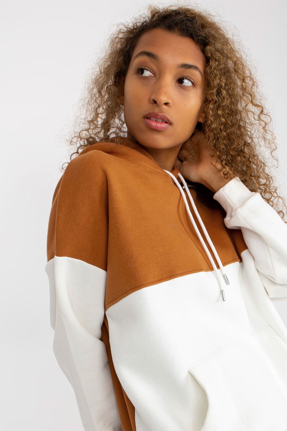 Rue Paris Light Brown Hooded Long Sleeve Sweatshirt - view 3
