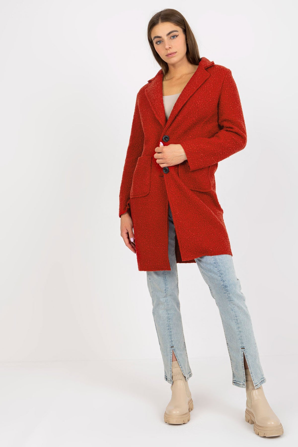 Och Bella Dark Orange Long Sleeve Coat - view 3