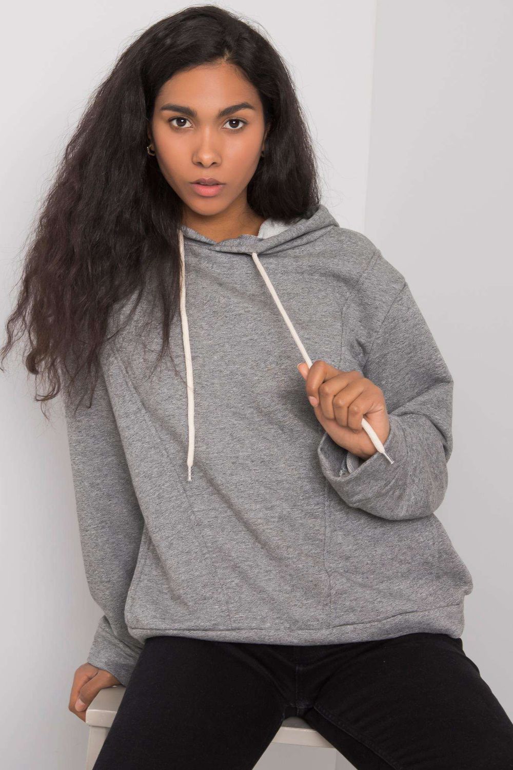 Ex Moda Grey Hooded Long Sleeve Sweatshirt - view 2