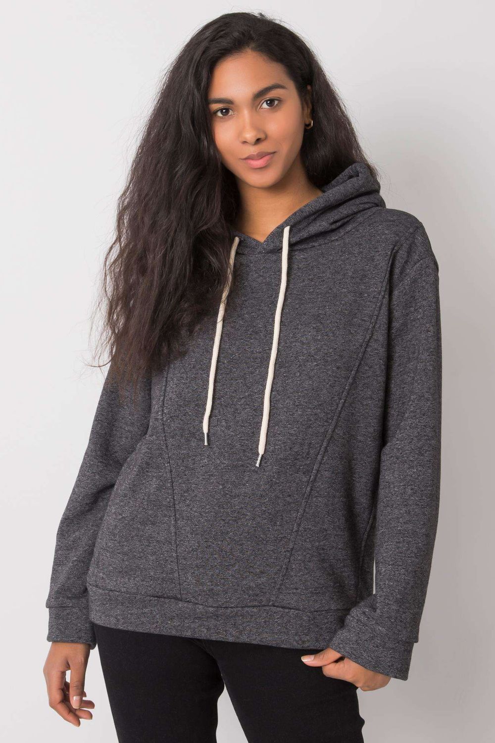 Ex Moda Dark Grey Hooded Long Sleeve Sweatshirt - view 2