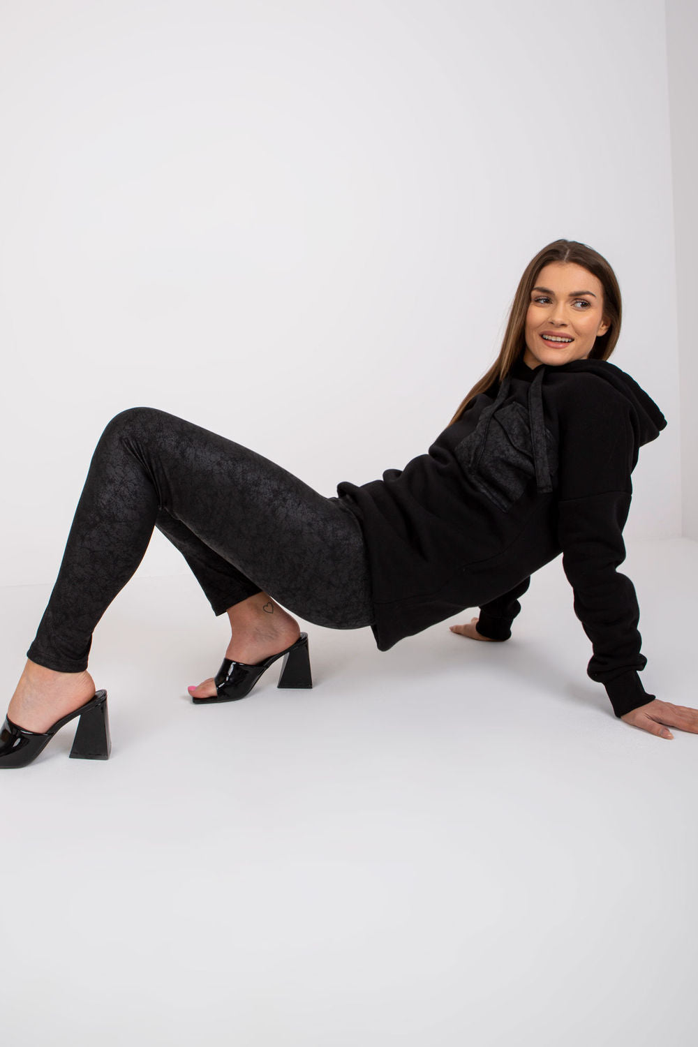 Ex Moda Black Long Sleeve Co-Ord Set with Elasticated Waist - view 2