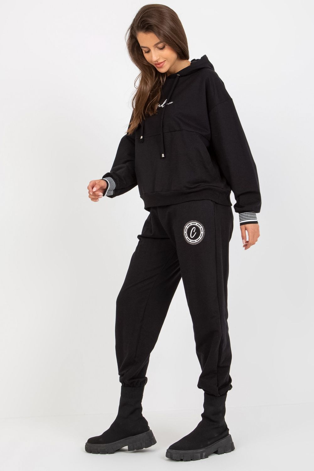 Relevance Black Cotton Long Sleeve Co-Ord Set
