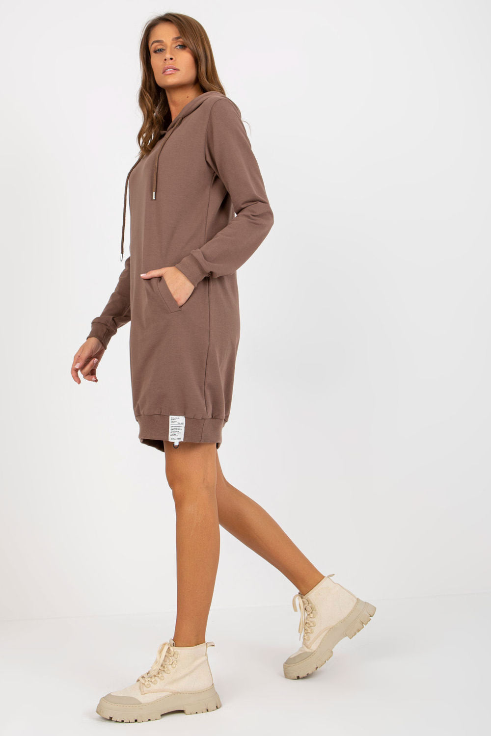 Relevance Brown Cotton Long Sleeve Dress - view 2