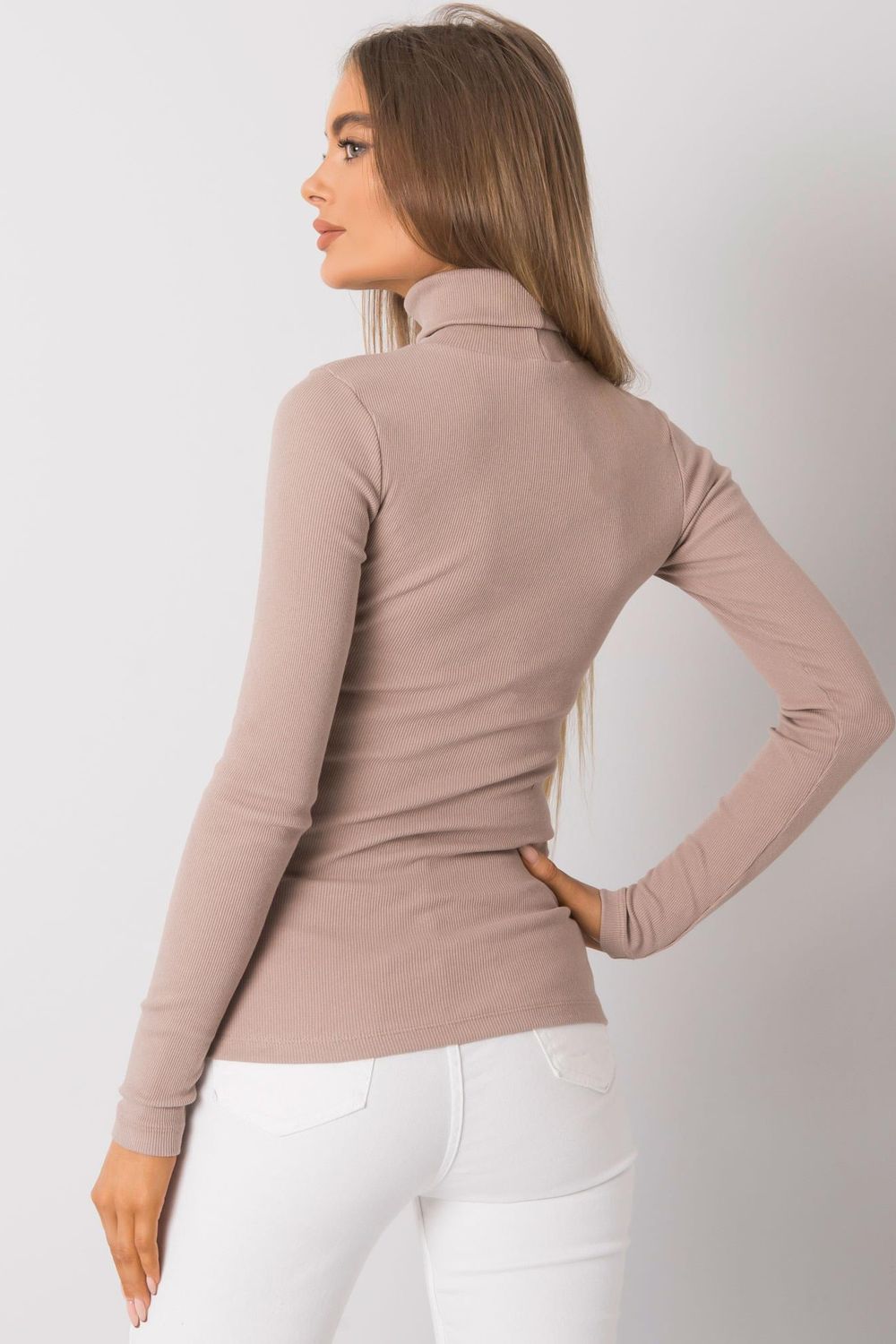 Rue Paris Dark Beige Bodycon Long Sleeve Roll Neck Jumper - view 3