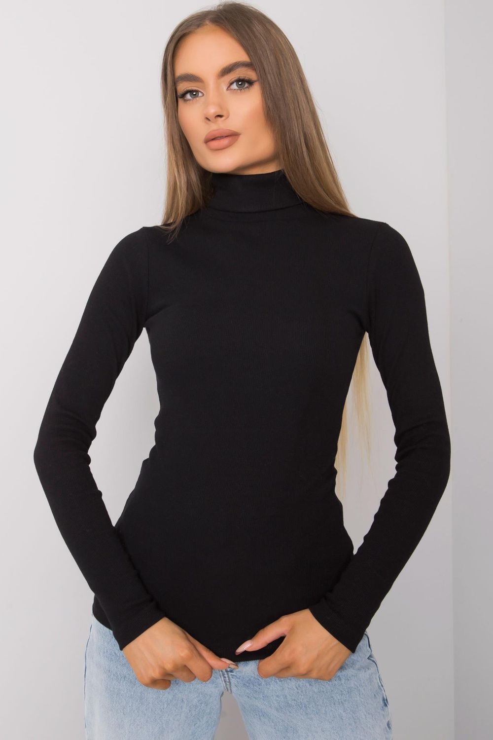 Rue Paris Black Bodycon Long Sleeve Roll Neck Jumper