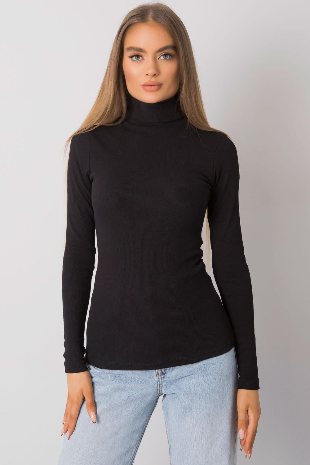 Rue Paris Black Bodycon Long Sleeve Roll Neck Jumper - view 2
