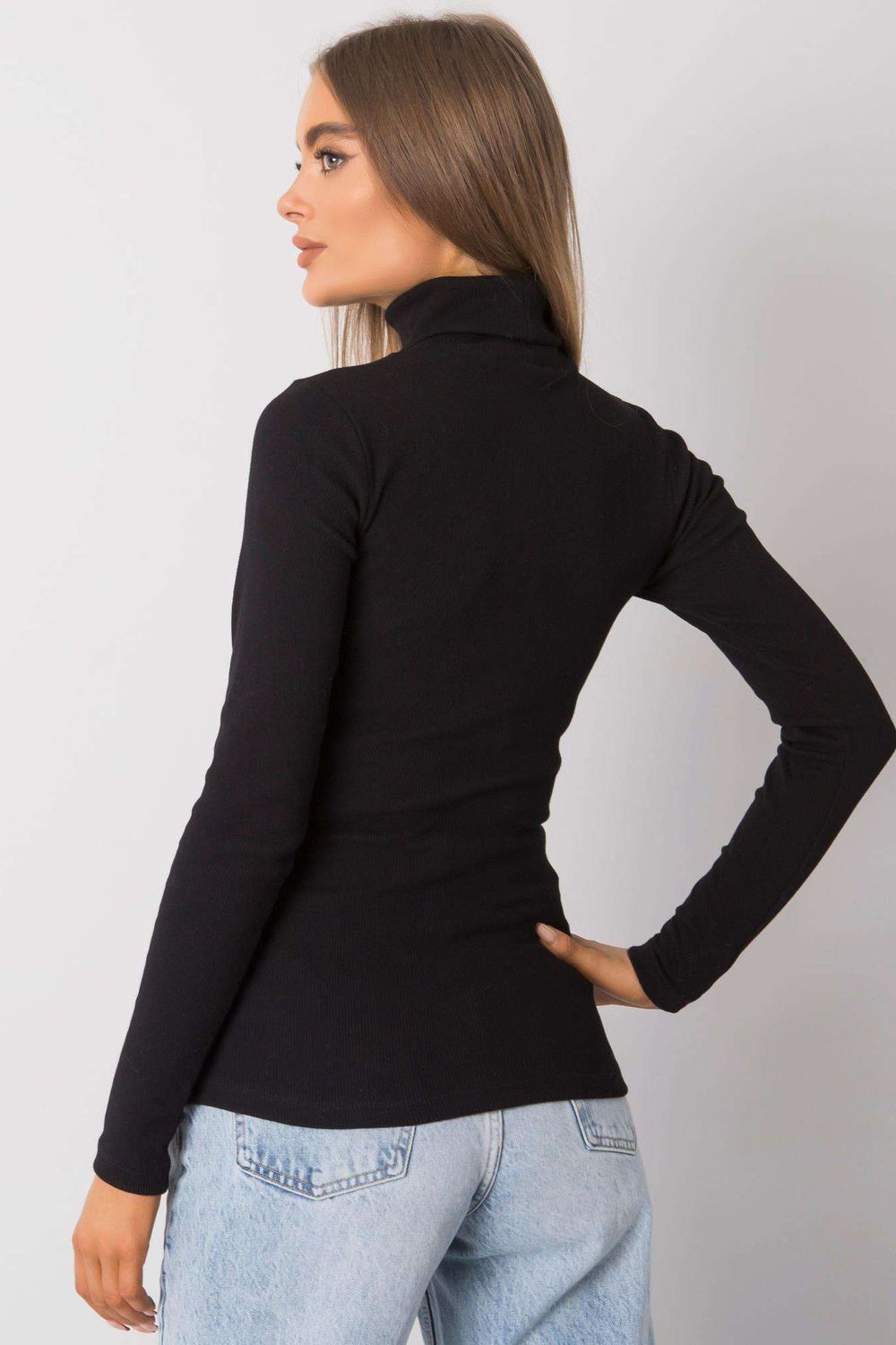 Rue Paris Black Bodycon Long Sleeve Roll Neck Jumper - view 3