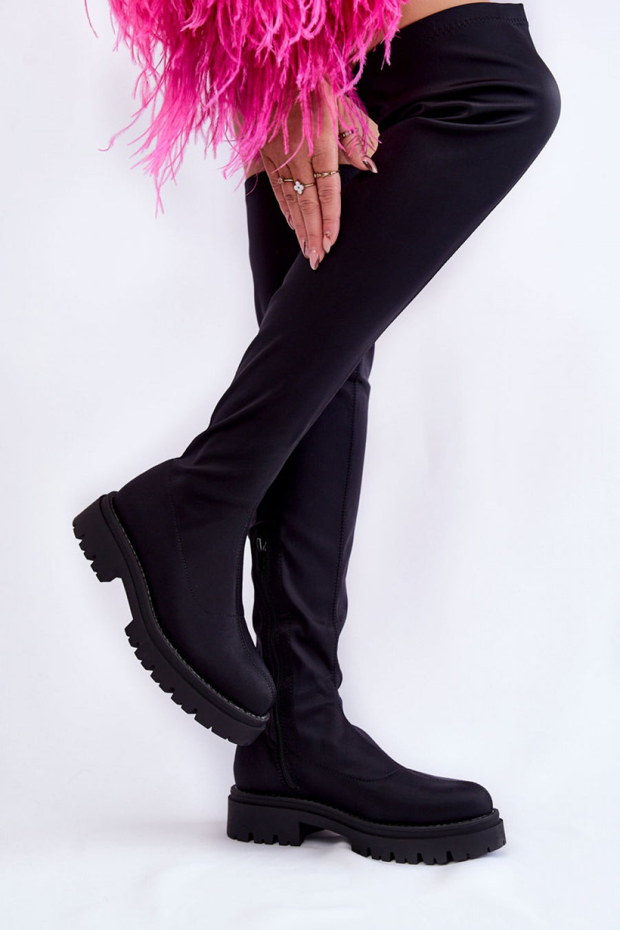 Step In Style Brinna Black Platform Warm Lined Over The Knee Boots