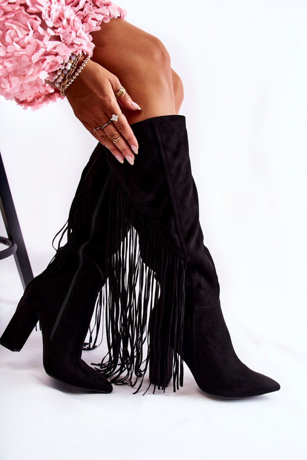 Step In Style Avilla Black Faux Leather Heeled Ankle Boots