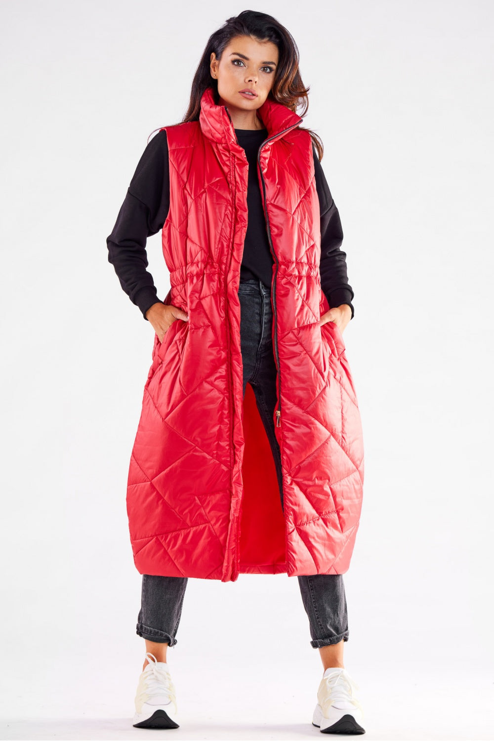 Awama Red Oversized Gilet