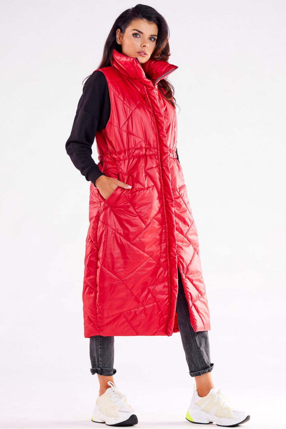 Awama Red Oversized Gilet - view 2