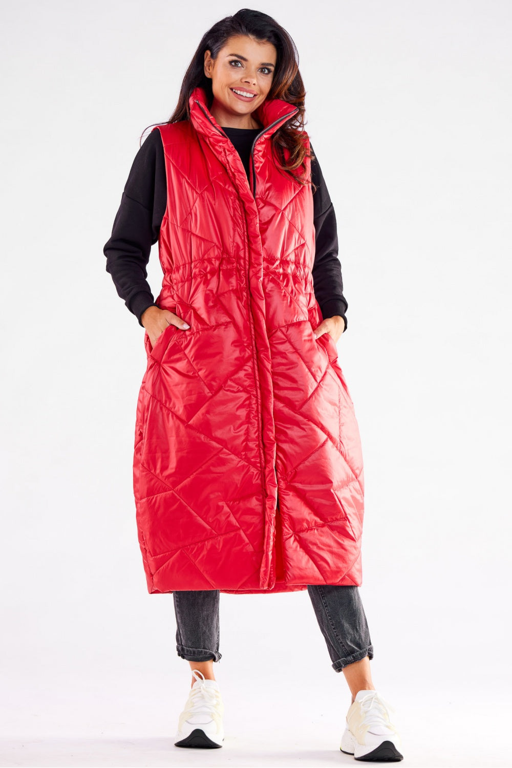 Awama Red Oversized Gilet - view 3