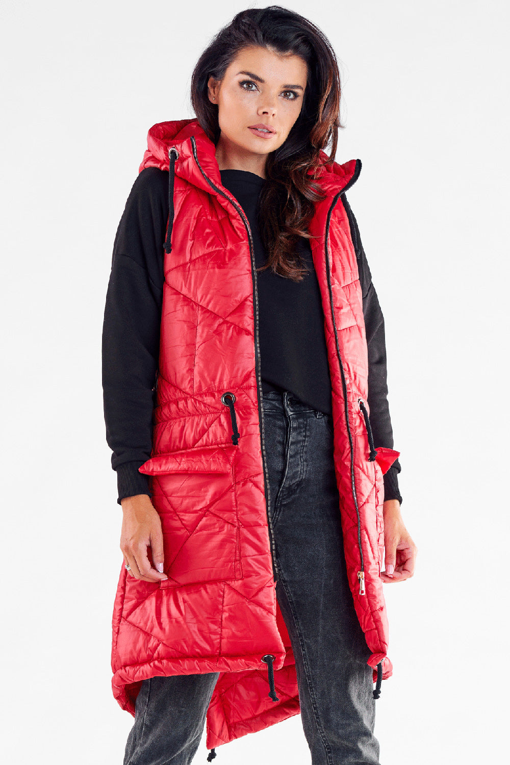 Awama Red Hooded Gilet