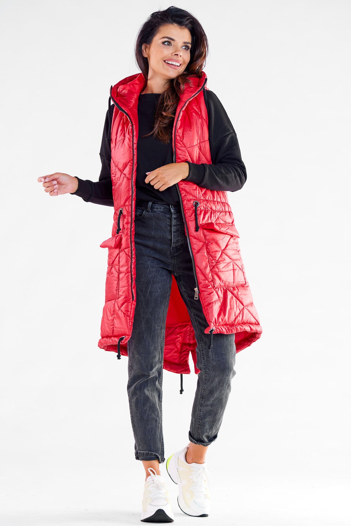 Awama Red Hooded Gilet - view 2