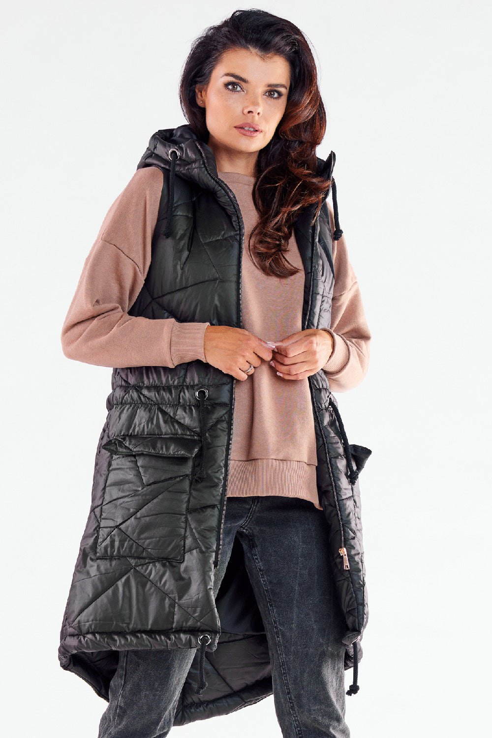 Awama Black Hooded Gilet