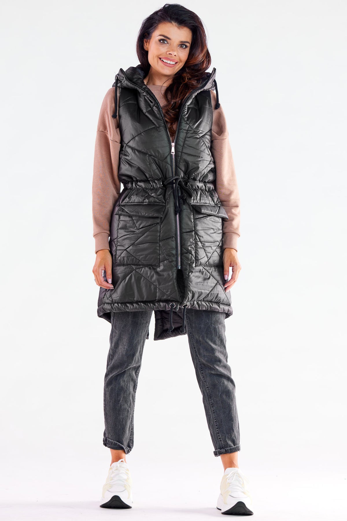 Awama Black Hooded Gilet - view 2