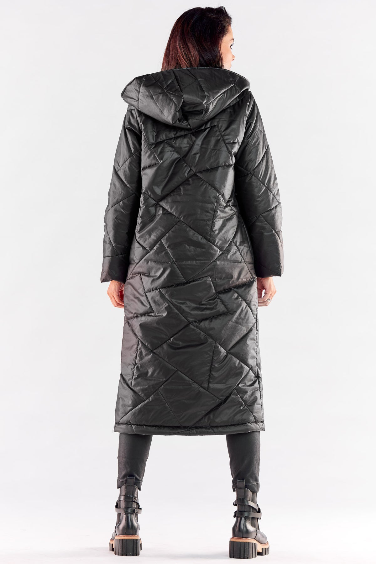 Awama Black Hooded Coat - view 3