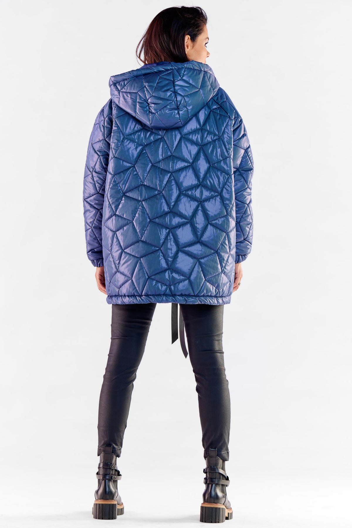 Awama Navy Oversized Hooded Jacket - view 3