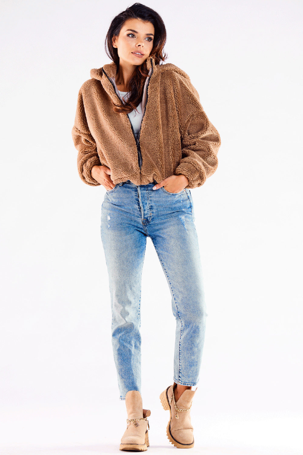 Awama Brown Hooded Jacket - view 2
