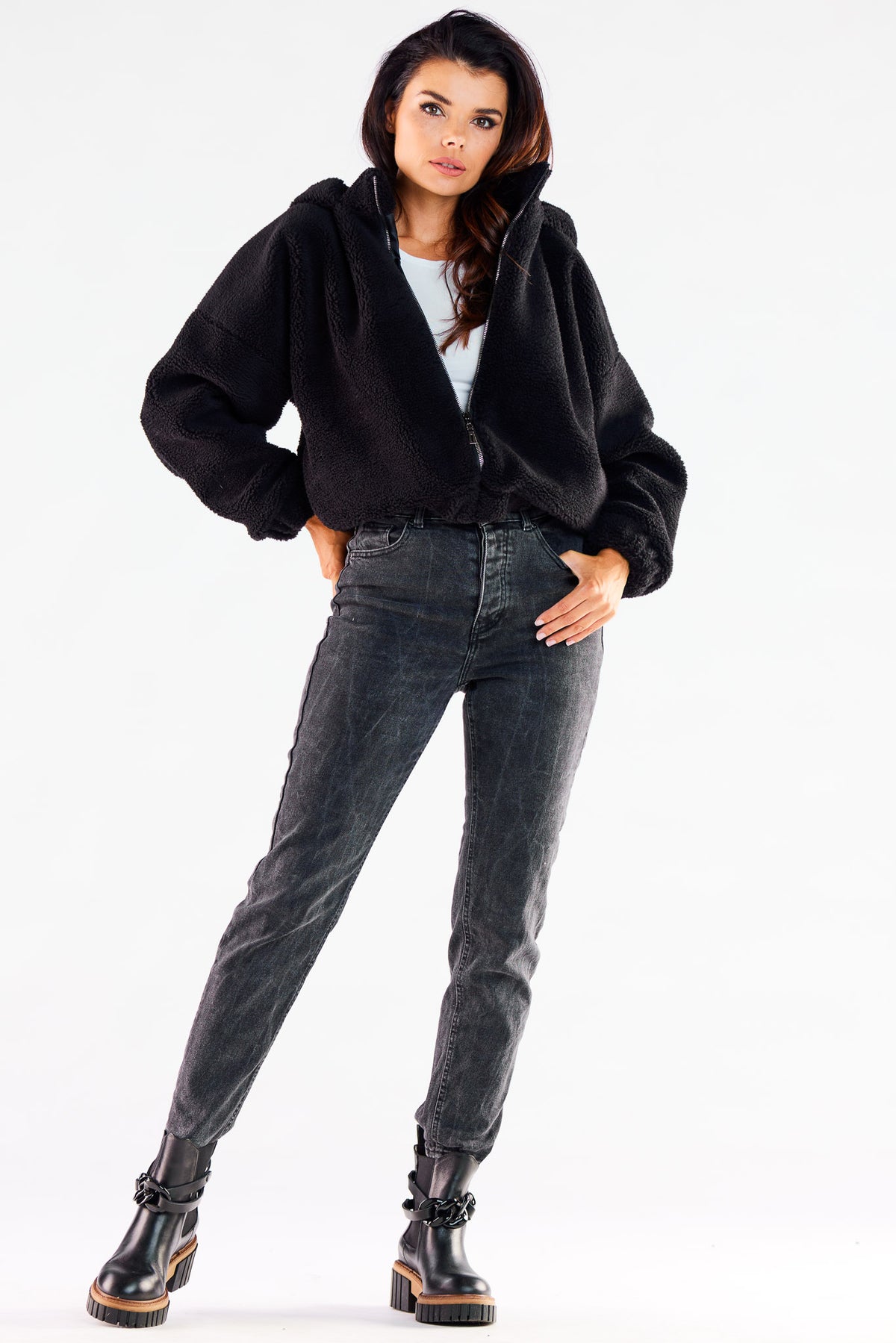 Awama Black Hooded Jacket - view 2
