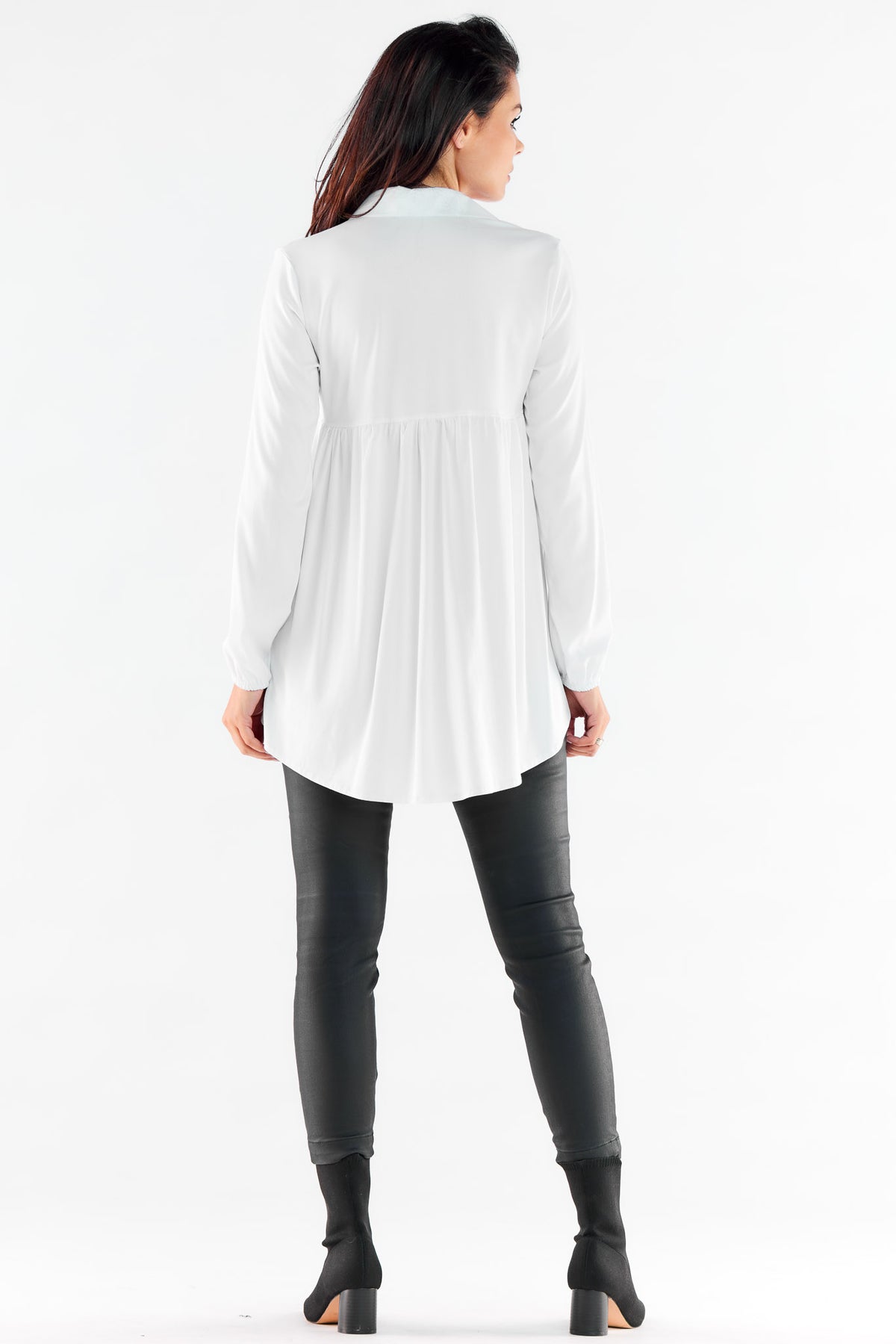 Awama White Faux Leather Long Sleeve Top - view 3