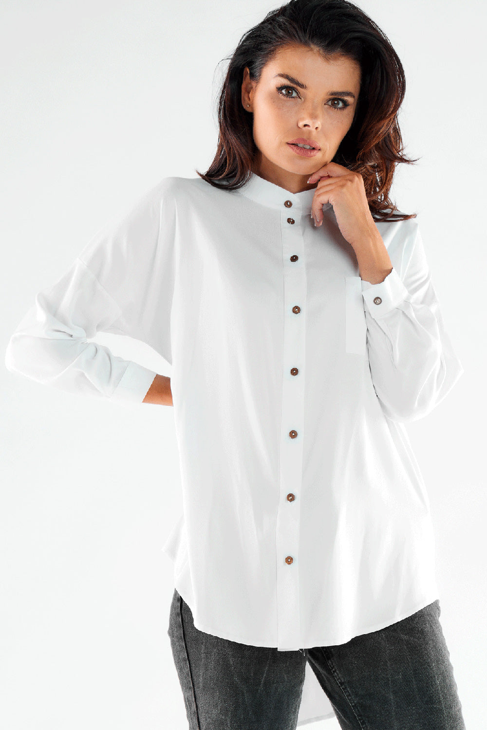 Awama White Long Sleeve Top