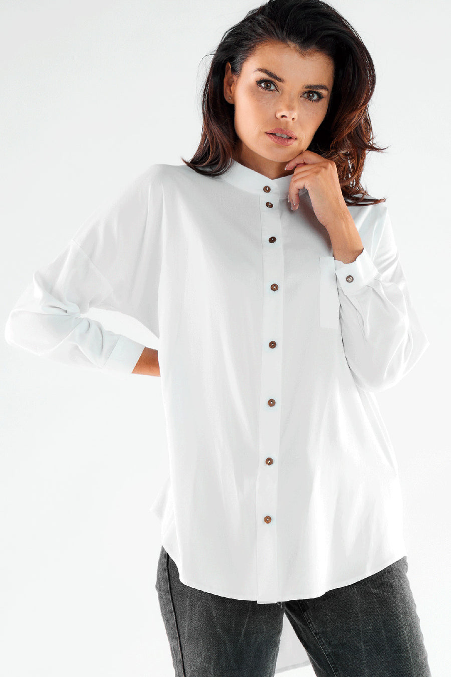 Awama White Long Sleeve Top