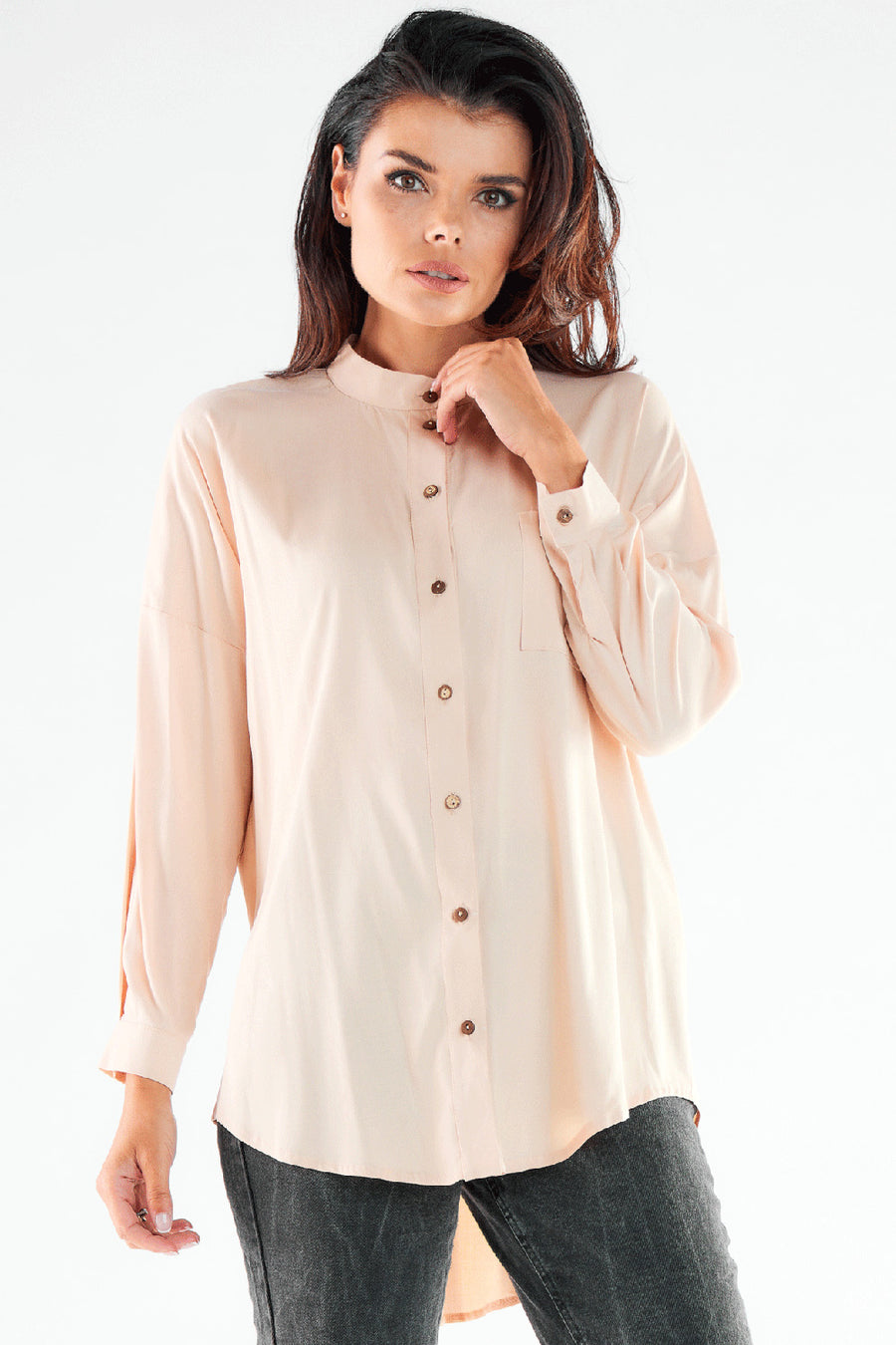 Awama Beige Long Sleeve Top