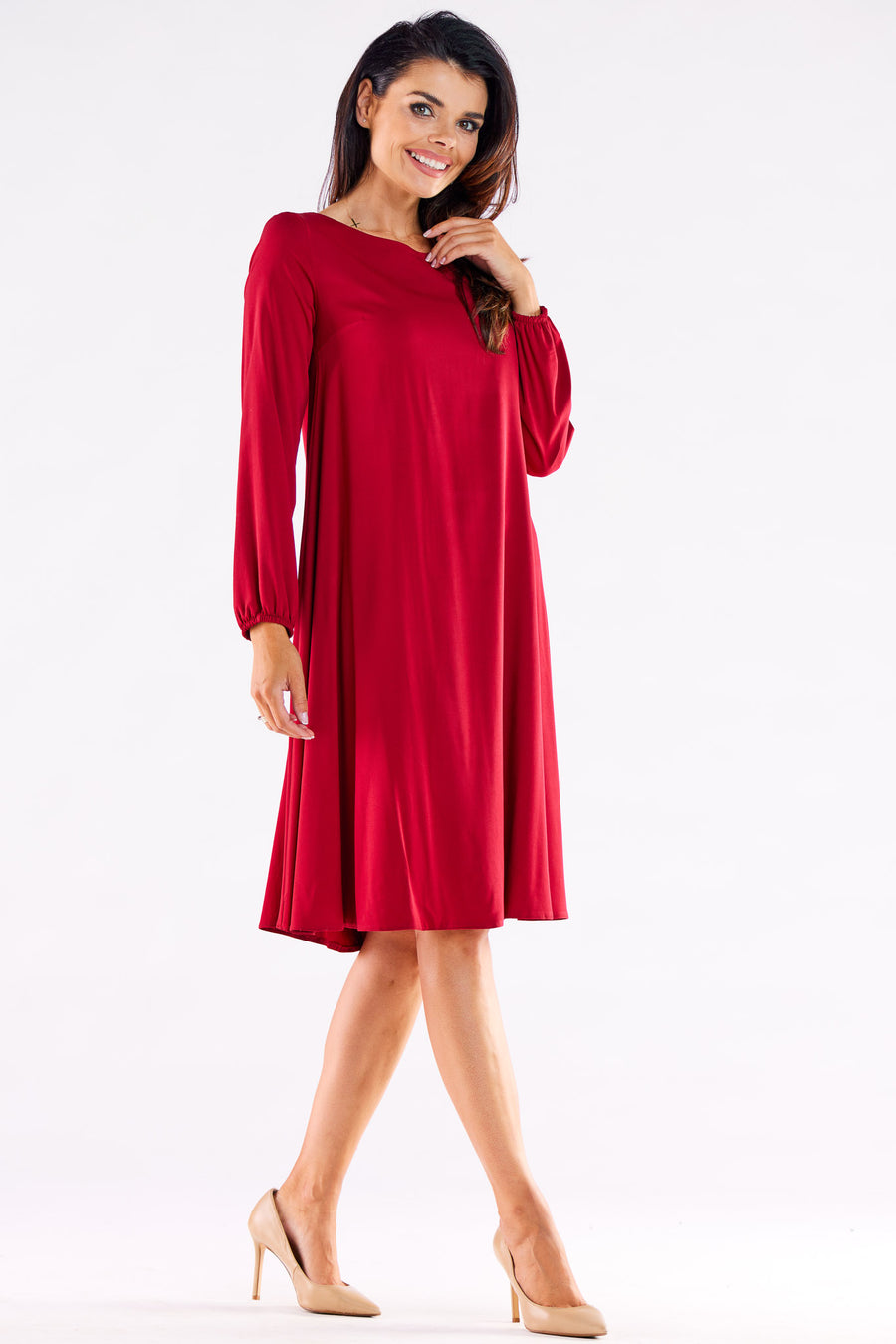 Awama Claret Long Sleeve Dress