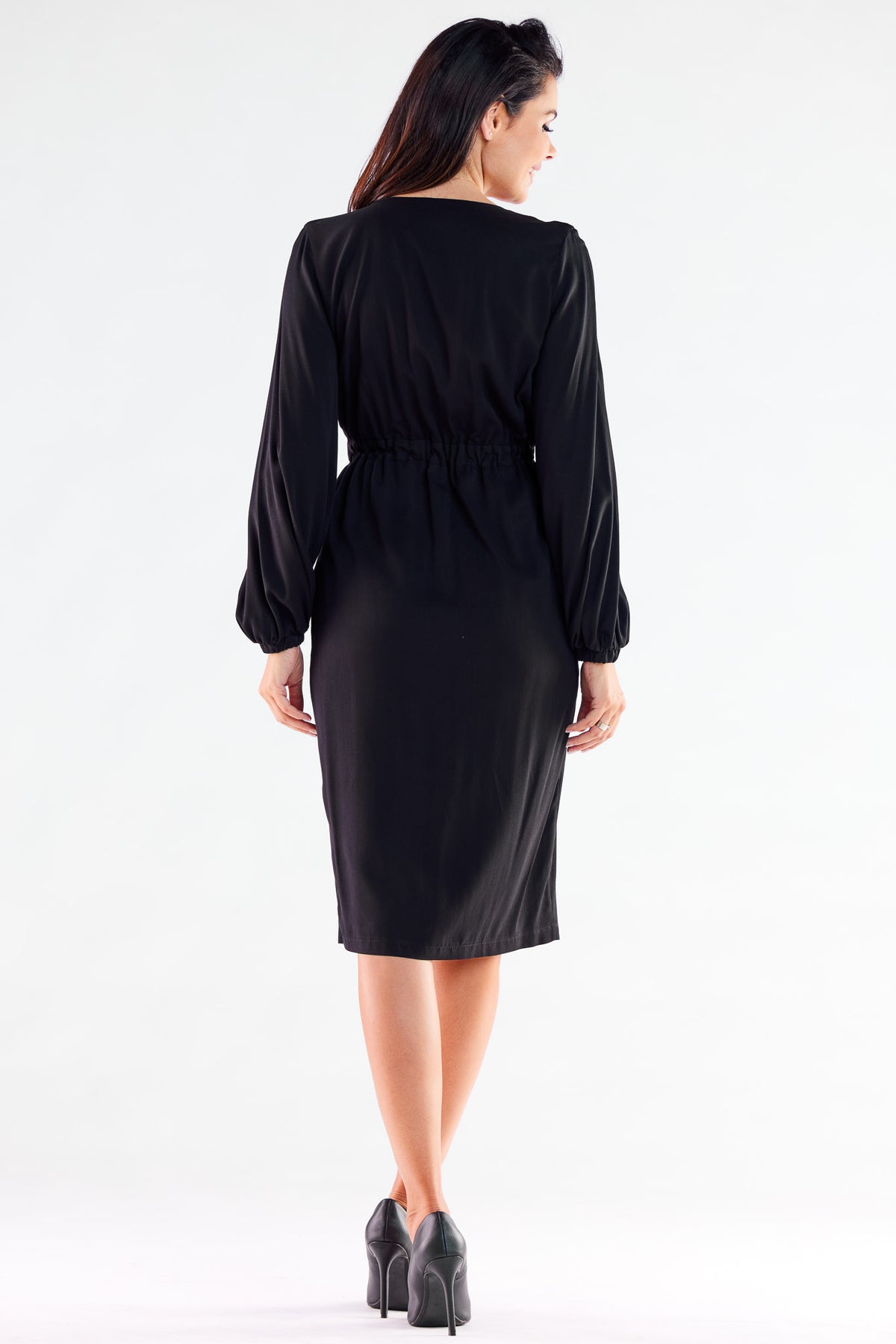 Awama Black V-Neck Cocktail Dress - view 3