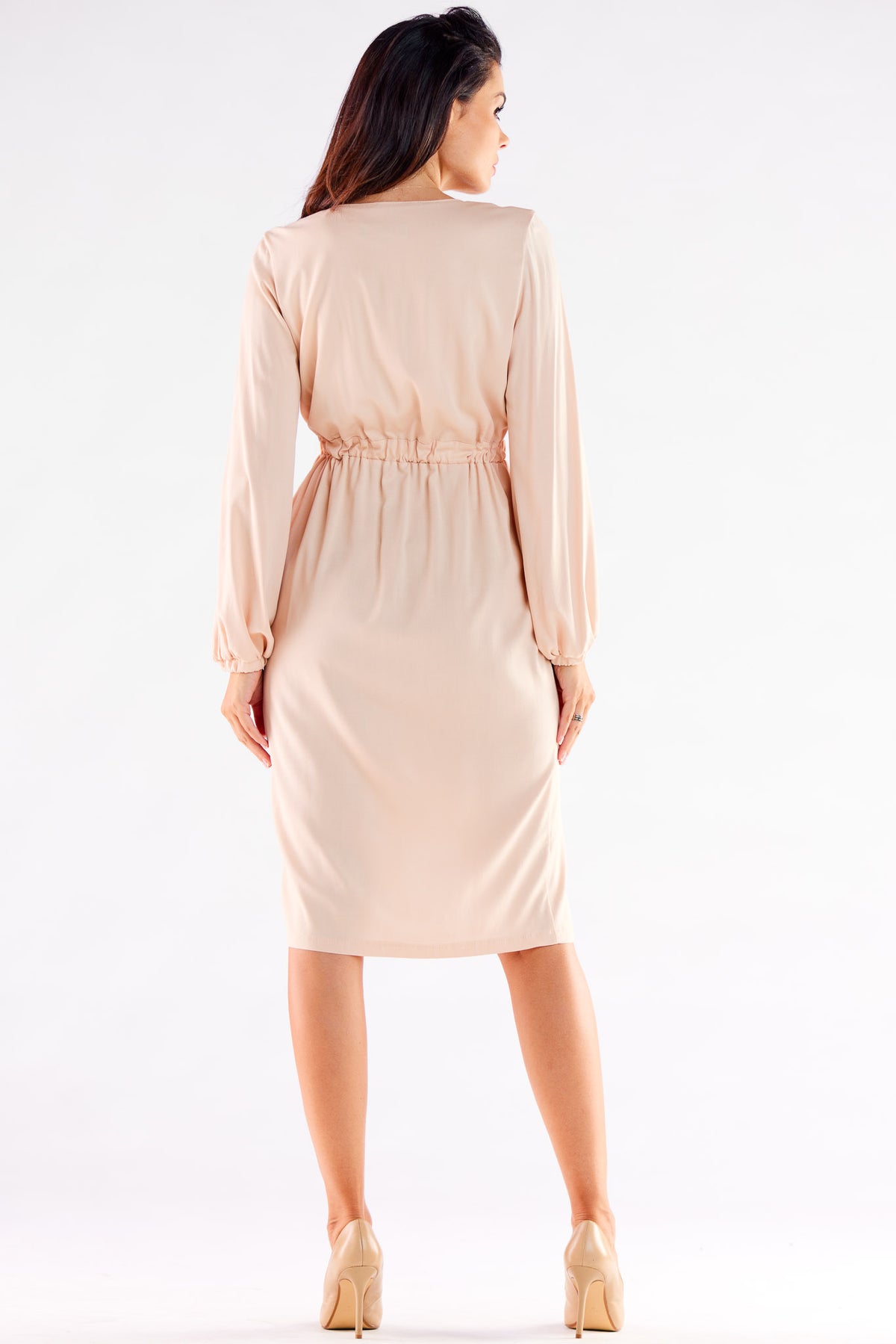 Awama Beige V-Neck Cocktail Dress - view 3