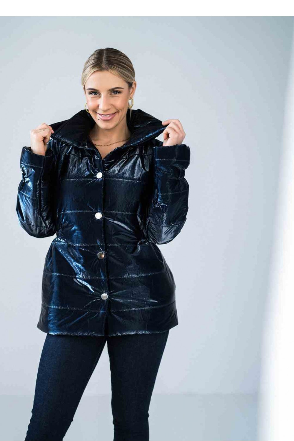 Figl Navy Collared Jacket